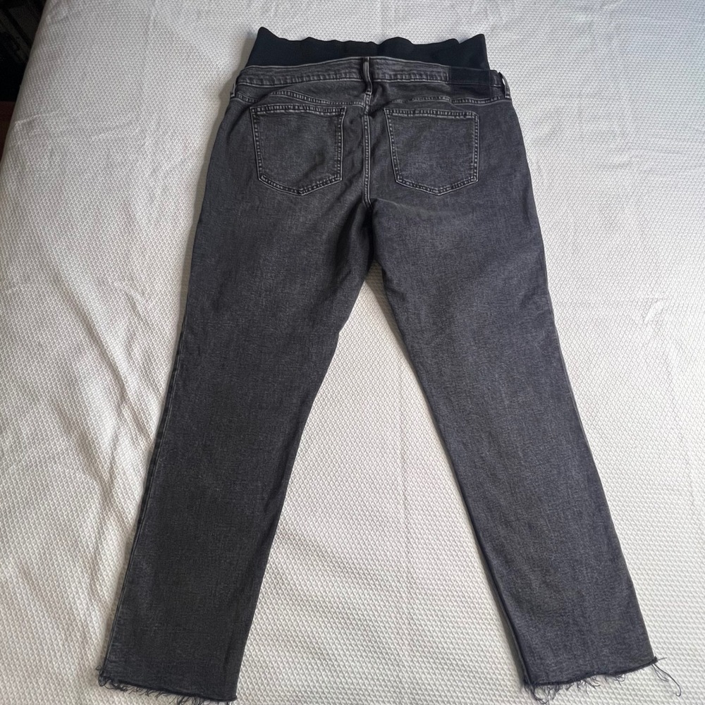 GAP Straight Leg Maternity Jeans with Black Waist Panel - Washed Gray - Picture 2 of 7